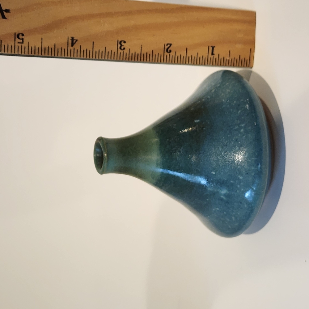 Signed OLEN HSU Studio Stoneware Pottery Hand-thrown Vase Ikebana Blue Green - Picture 7 of 7